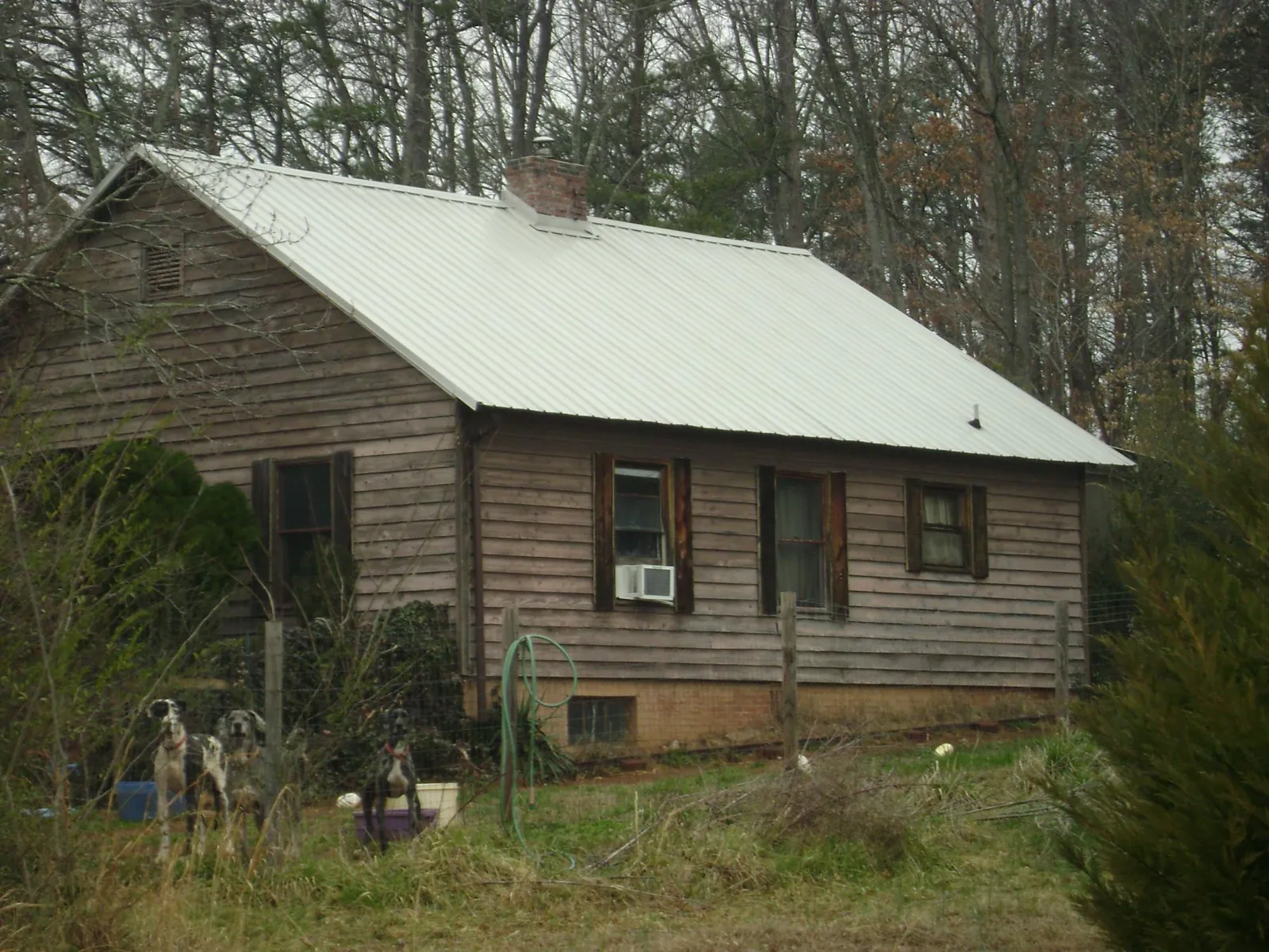 White metal roof on an old wood sided farmhouse, from a Asphalt Shingle Roof Repair job in Garden Grove